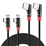 SUNGUY USB C 90 Degree Cable Nylon Braided Right Angle USB to USB C Max 5V/2.4A 12W Charging & Data Sync Cord Compatible for Samsung Galaxy S9 S8 Plus Tab,OnePlus 6,Sony Xperia XA2-2 Pack 6FT/2M