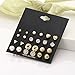 ERAWAN 12Pairs Women Girl Fashion Pearl Crystal Heart Stud Triangle Earring Set Jewelry EW sakcharn (Gold)