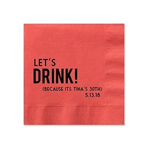 Personalized Birthday Cocktail Napkins, Let's Drink Custom