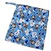 OULII Cute Monkey Pattern Washable Reusable Waterproof Zippered Baby Cloth Diaper Nappy Bag Wet Dry Bag Tote with Soft Snap Handle (Blue)