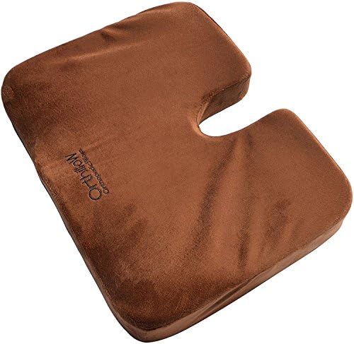 NON SLIP Coccyx U-Shaped Orthopedic Seat Comfort Cushion for Lower Back Pain Tailbone Sciatica Relief and Support. Best, Firm Memory Foam. Extra Soft for Maternity, Car, Bed, and Travel. Brown.