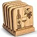 Coasters for Drinks with Holder - Set of 5 Wooden Coasters - Protect Your Furniture from Stains and Moisture, Fit any Size of Glassware - Great Gift Idea - Order Now