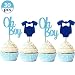 JeVenis Set of 30 Glittery Baby Boy Cupcake Toppers Blue Baby Jumpsuits Baby Shower Cupcake Toppers for Boy Birthday Party Decors Baby Shower Decors