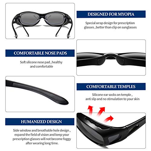 Duco Unisex Wraparound Fitover Glasses Polarized Wear Over Sunglasses