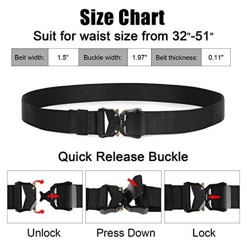 WERFORU Herren Taktischer Gürtel, militärischen Schnellverschluss Schnalle Taillenband, Heavy Duty Nylon Taillengürtel, Militär Arbeitsgürtel für Outdoor Camping Jagen