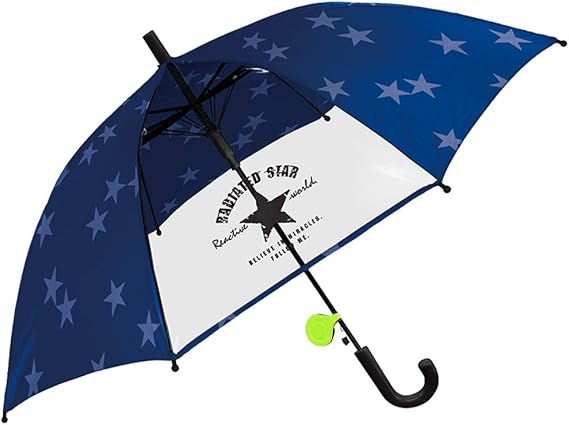 Amazon 男の子 子供傘 キッズ傘 50cm ジャンプ傘 長傘 リフレクター付き ラジエイテッドスター ネイビー 長傘 通販