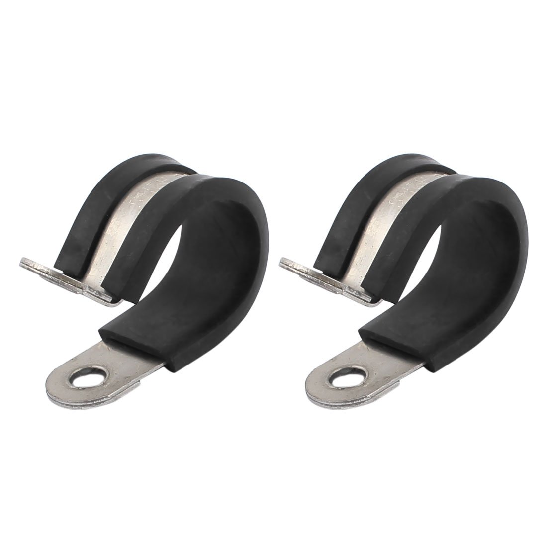 sourcingmap 2Pcs 20mm Dia Rubber Lined R Shaped Stainless Steel Tube Pipe Clips Clamp Cable