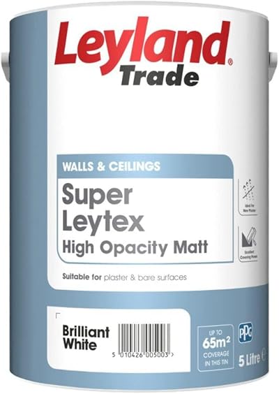 Leyland Trade Brilliant White Matt Emulsion Paint 5L Breathable New Plaster