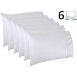 Lasimonne White Pillowcases,Pack of 6, Standard Size, 200 Thread Count Percale, CVC Pillow Cover