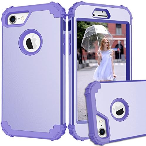 iPhone 8 Case, PSRAT iPhone 8 cover Shockproof Hybrid Full-body Protection , 3in1 Hard PC+Silicone Anti-Scratch Resistant High Impact Defender Protective Cover For Apple iPhone8 (2017) Light purple