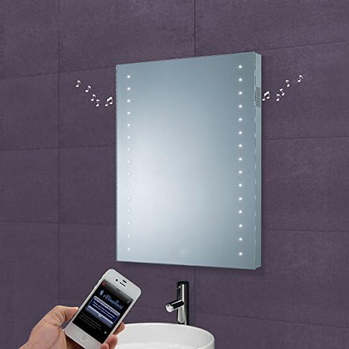 Bathroom Supastore Phonic LED Mirror with Integrated Bluetooth Audio Speakers 500 x 700