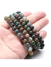 Jovivi - Pulsera de cuentas de ágata india natural budista tibetana, 0.315 in, 108 cuentas