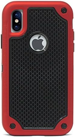Speira Case with Matte Edges [Heavy-Duty, Military-Grade Protection] Compatible With iPhone X / iPhone XS (Black and Red Edge)