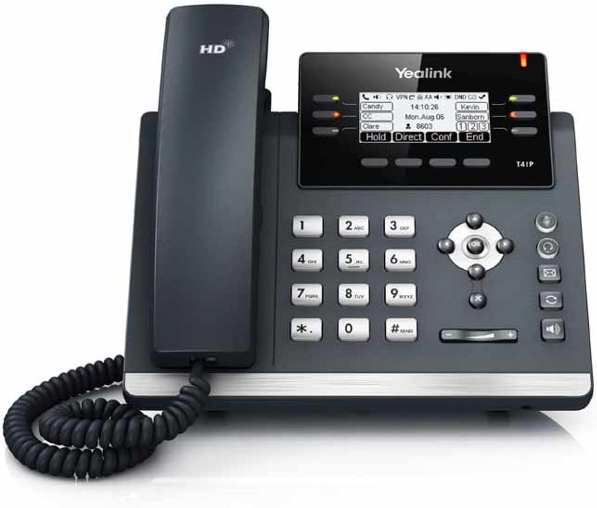 Yealink VoIP phone SIP-T41P, black, Refurbished, PoE, Item Package Dimensions: 12.05L x 9.13W x 4.33H inches, 1.6 kg, 1-year Warranty