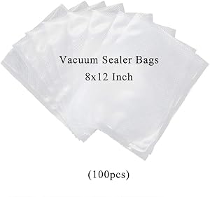 LabZhang 8x12 Inch Vacuum Sealer Bags,100pcs Embossed for Food Storage Saver,Seal a Meal, BPA Free,Commercial Food Heavy Duty PreCut Sealable Bags