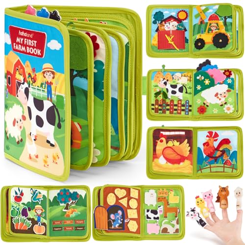 hahaland Busy Board Montessori Interactive Book 1 Year – Quiet Book Sensory Educational – Montessori Games 1 2 3 Years Table Felt Panel Activity Case Educational Gift for Children