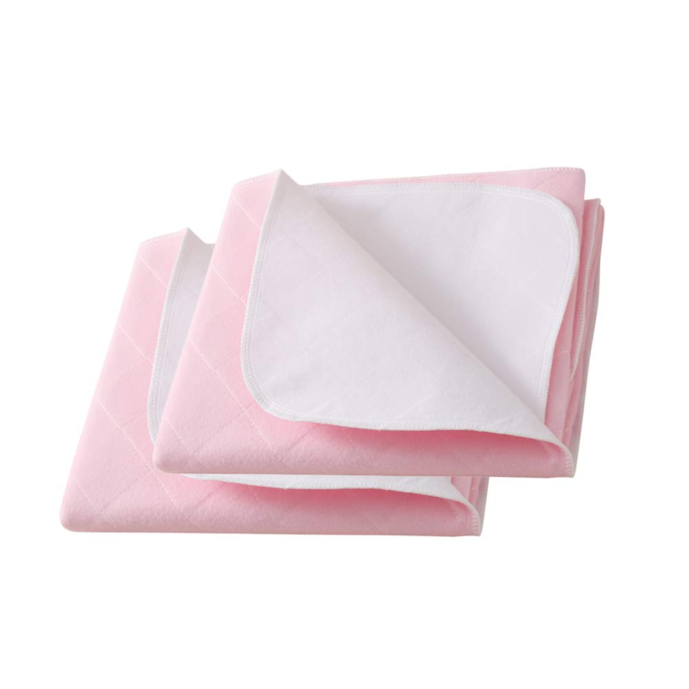 Beedsooth Washable Premium Incontinence Bed Pad for Adults or Children with Bed wetting Super Absorbent Bed Protection Draw Sheets Pink - 2 Pack (86×132cm)