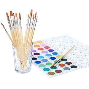 Image of Watercolor Artist Set, 36 Colors, Includes a Variety of 12 Quality Brushes, Everything You Need to Get Started! Brushes Works Great for Watercolor and Acrylic (Watercolor Pan)
