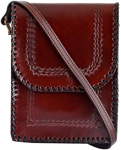 8 Inch tall cross body Hide Original Grain Leather For Your Kindle Smart Phone Tab A Unisex Handcrafted with magnatic closure
