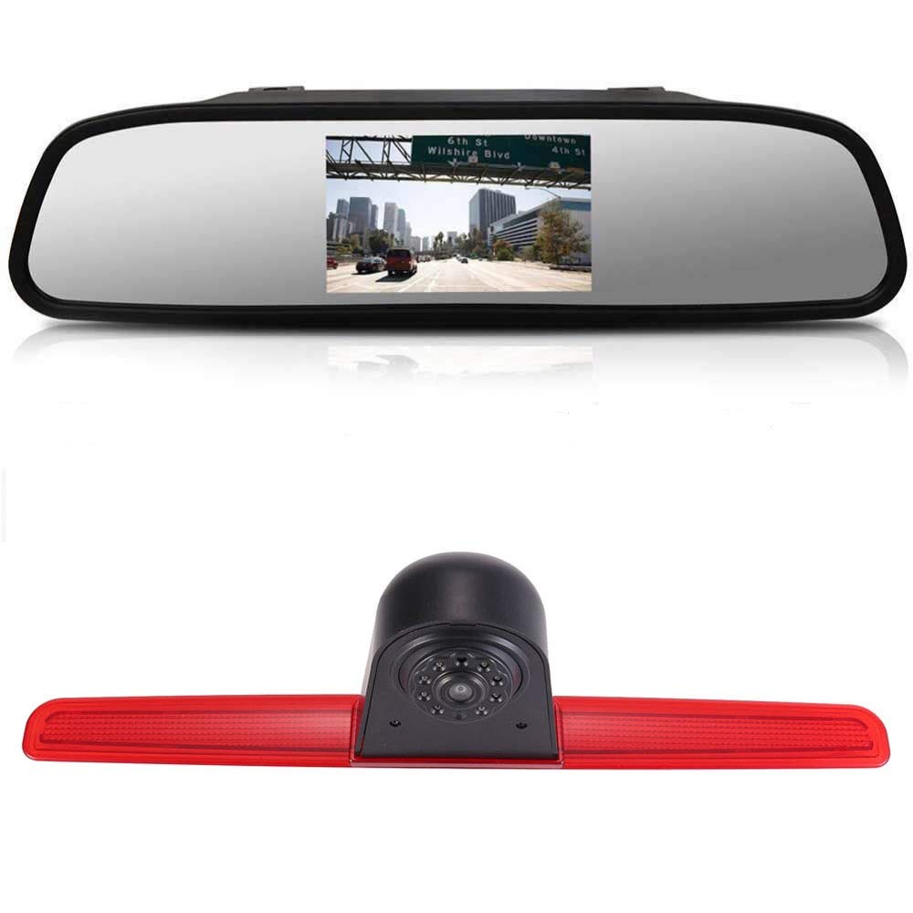 Brake Light Rear View Backup Parking Camera Super Night Vision Reversing Camera+4.3" Rearview Mirror for VW T5 Bus Transporter Multivan Caravelle Business 2003-2015 Bj