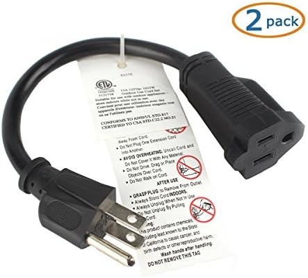 2 Pack Power Cords 18 AWG Universal Power Cord Adapter for NEMA 5-15P to IEC320C13 (10A/300V) Replacement Power Cables for Monitors, Computer, Printers, TV's, Scanners, Radios, Etc - Black