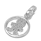 Person Pendant Clear Simulated CZ .925 Sterling Silver Charm - Silver Jewelry Accessories Key Chain Bracelet Necklace Pendants