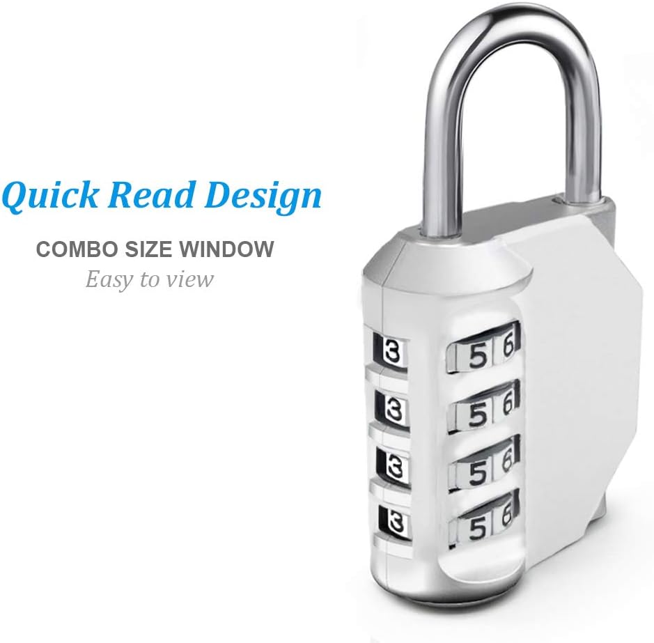 Combination Lock, 4 Digit Combination Padlock, Waterproof Gate Lock, Resettable Combo Lock for Locker, Gym, Cases, Toolbox, School, 2 Pack - Silver & Black - - 