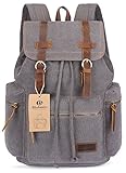 BLUBOON(TM) Vintage Men Casual Canvas Leather Backpack Rucksack Bookbag Satchel Hiking Bag