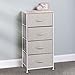 mDesign Tall Dresser Storage Tower Stand with 4 Removable Fabric Drawers - Steel Frame, Wood Top Organizer for Bedroom, Entryway, Closet - Lido Collection - Linen/Tan