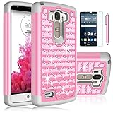 LG G Stylo Case,LG G4 Stylus LS770 Case,EC™ Studded Rhinestone Crystal Bling Hybrid Armor Case Cover for LG G4 Stylus LS770 / LG G Stylo (T-Mobile/Boost Mobile/Sprint) (A Pink+Gray)