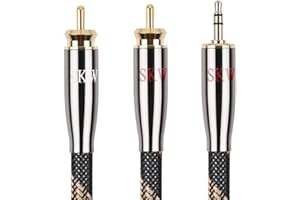 SKW Audiophile Ultra-high Purity Copper Audio Cable 3.5mm Male to 2 RCA Male Audio Auxiliary Stereo Y Splitter Adapter Cable 
