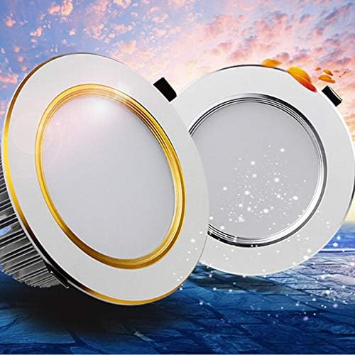 SMIAO Useful New Practical Embedded Ceiling Panel Ultra-thin LED Spotlights 2.5 Inch -4 Inch 3W Dimmable Hole Lamp for Home Decoration(None White gold-4 inch open hole 12 cm 12 W white light @)