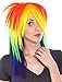 Simplicity Rainbow Wig with Long Wig Tail Set for Cosplay Costume, Rainbow
