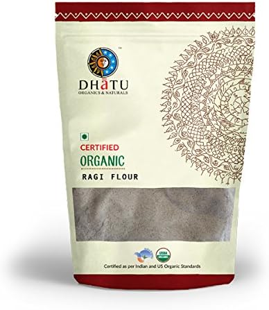 Organic Ragi Flour 100% Best Quality - Stone Pure Indian Taste Cuisine Indian Food - Quick Cook, Good for Health 500g