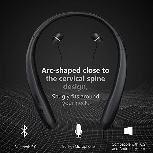 SGart Bluetooth Headphones, Foldable Wireless Neckband Headphones, V5.0