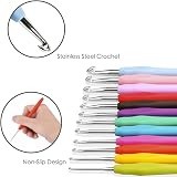 YINVA 41Pcs Crochet Hooks Set with Case Aluminum Ergonomic Soft Grip 2.0-8.0mm view 7