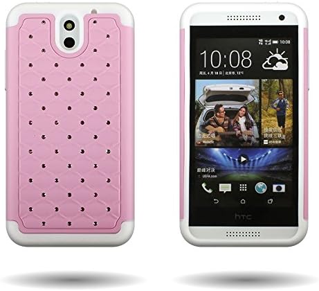 CoverON Hybrid Dual Layer Diamond Case for HTC Desire 610 - Baby Pink Hard White Soft Silicone