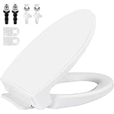 SS114 Toilet Seat Replacement Compatible with TOTO, Elongated Soft Close | Toilet Seat for SS154/SS204/SS214/SS224, Transitional Heavy Duty Oval Toilet Seats, 2-Pack Toilet Bolts and Nuts, White