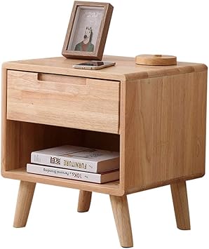 Amazon Com Night Table Solid Wood Nightstand For Bedroom End Table With Drawer And Open Storage Shelf Bedside Furniture Large Storage Space Sturdy And Durable Furniture Decor