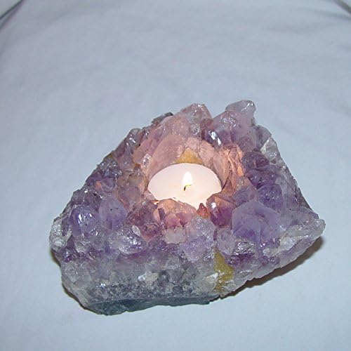 Amethyst Candle Holder Purple Cluster Quartz Crystal Hand Picked 100% Natural, 100% Genuine Amethyst Purple from Brazil One-Off Unique Natural Gift