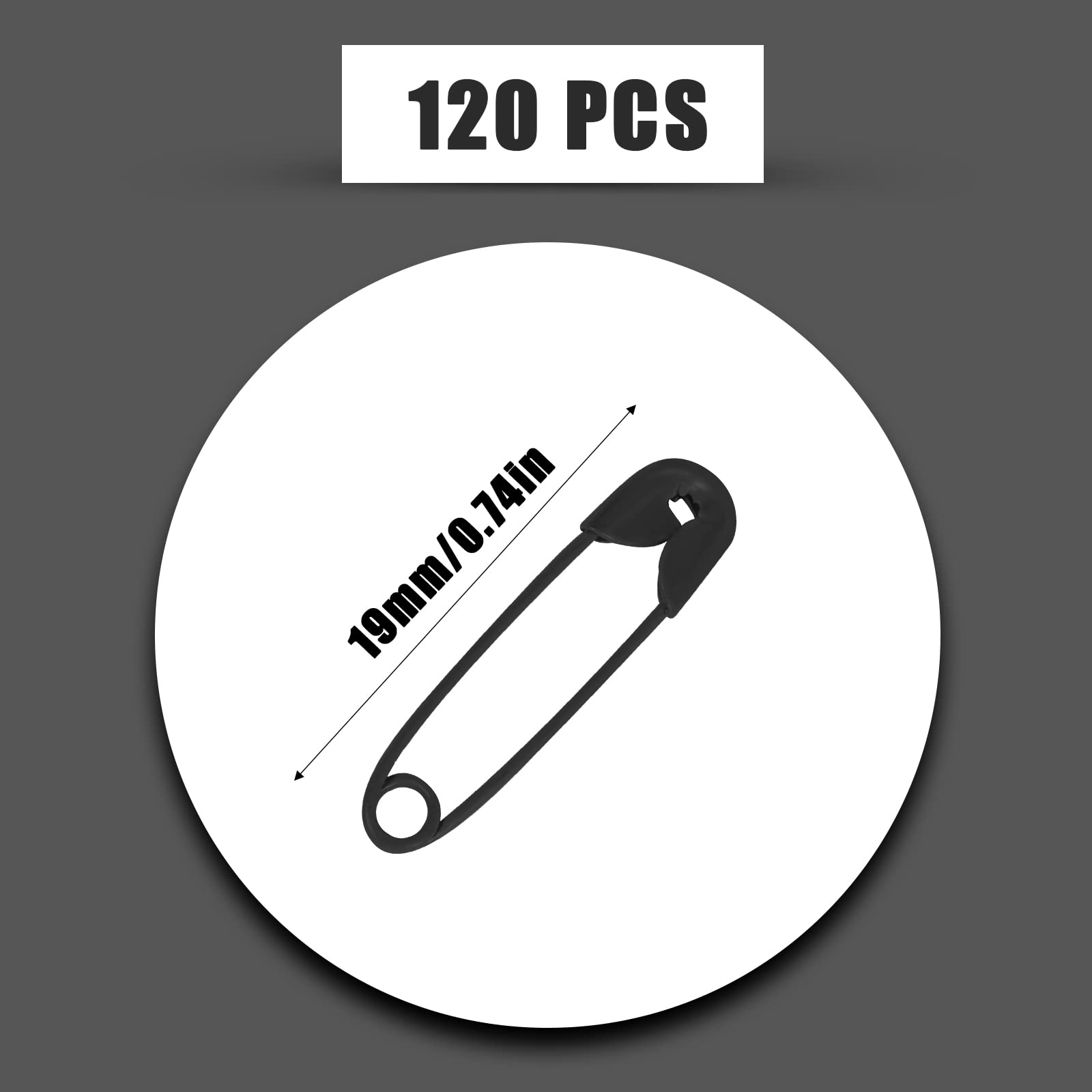 120 Pcs 19mm Safety Pins, Mini Black Pins for Art Craft Sewing Jewelry Making Small Metal Pin for Clothes