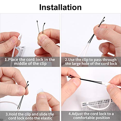 MOTOBA Elastic Cord Locks Silicone Toggles for Drawstrings Elastic Cord Adjuster with Stringing Tool for Adults Kids (Cylinder, 100pcs White)