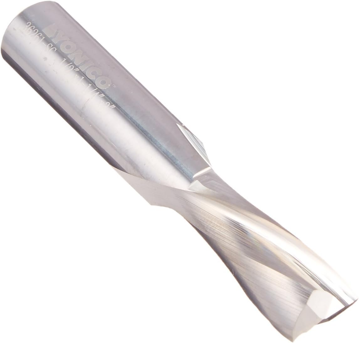 Yonico 36261-SC - Low Helix Downcut Spiral End Mill CNC Router Bit, Diameter: 1/2", Cutting Height: 1-1/4", Flutes: 2-1/2" Shank
