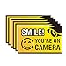 Smile You're On Camera Sign - 6 Pack - 4 x 2.5 inches - Security Warning Stickers For Indoor & Outdoor Use