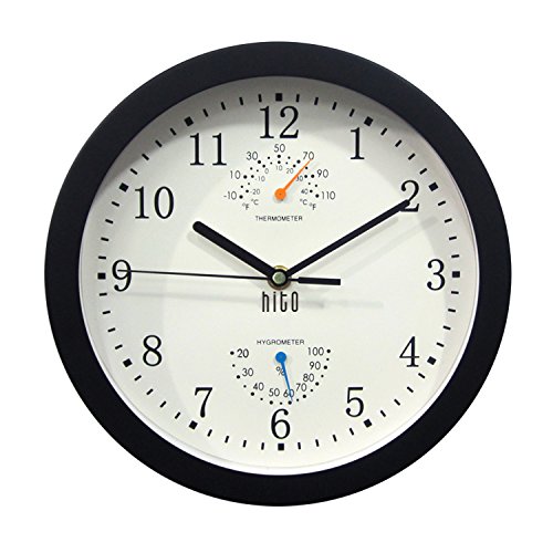 HITO Silent Non-ticking Wall Clock- Metal Frame Glass Cover, 10 inches