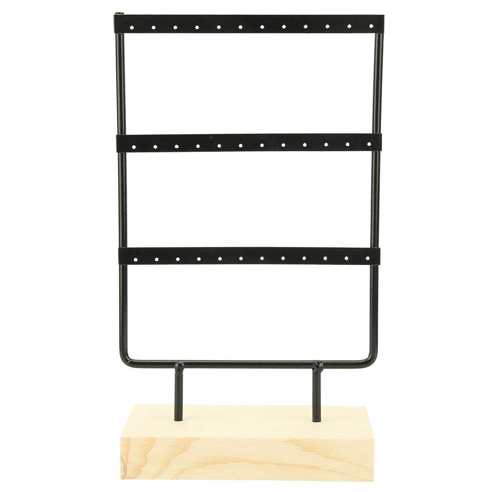 Jewelry Storage Rack 36 Holes Metal Jewelry Storage Rack Display Stand Earrings Necklace Organizer with Wood Base(01)