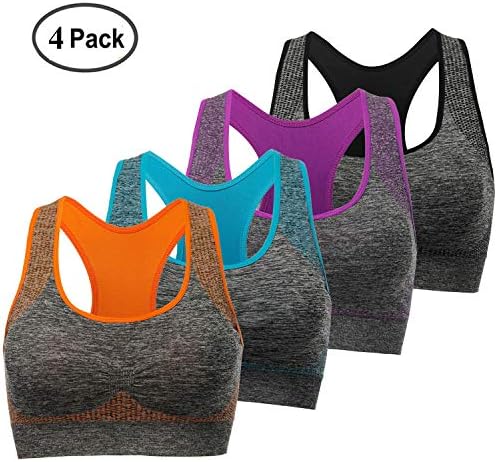 TOBWIZUSports Bras for Women, Medium Support Yoga Gym Activewear Bras with Pocket