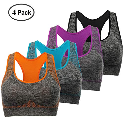 TOBWIZUSports Bras for Women, Medium Support Yoga Gym Activewear Bras with Pocket