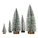 5 Pieces Artificial Mini Christmas Sisal Snow Frost Trees, Bottle Brush Trees Plastic Winter Snow Ornaments Tabletop Trees for Christmas Party Home Decoration