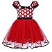 IBTOM CASTLE Toddlers Girls' Polka Dots Christmas Birthday Princess Leotard Costume Tutu Dress up Mouse Ears Headband Red 3-4 Years